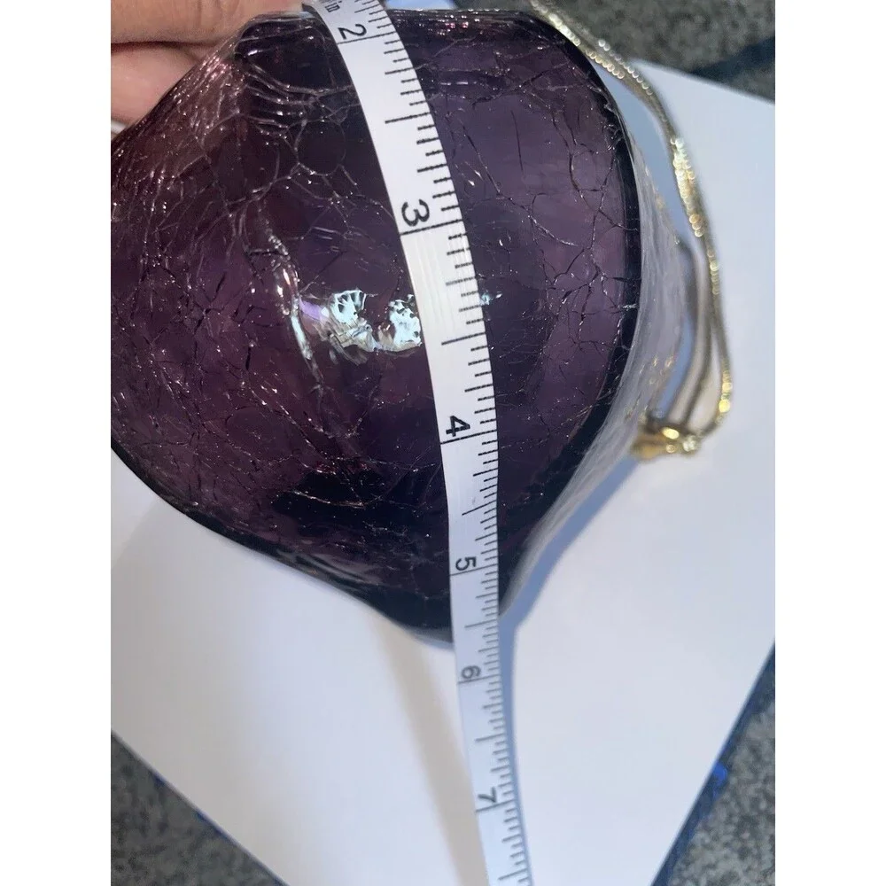 Amethyst Crackle Glass Jumbo Kugel Onion Ornament Large Heavy
